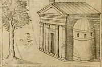 An illustration from Ritratto di Roma antica : nel qvale sono figvrati i principali tempij, theatri, anfiteatri, cerchi, naumachie, archi trionfali, curie, basiliche, colonne, ordine del trionfo, dignita militari, e ciuili, riti cerimonie, & altre cose notabili : aggiuntoui di nuouo le vite, & effigie de' primi rè di essa, e le grandezze dell'Imperio Romano, con l'esplicationi istoriche de' piu celebri antiquarij (1654)