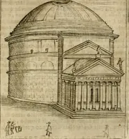An illustration from Ritratto di Roma antica : nel qvale sono figvrati i principali tempij, theatri, anfiteatri, cerchi, naumachie, archi trionfali, curie, basiliche, colonne, ordine del trionfo, dignita militari, e ciuili, riti cerimonie, & altre cose notabili : aggiuntoui di nuouo le vite, & effigie de' primi rè di essa, e le grandezze dell'Imperio Romano, con l'esplicationi istoriche de' piu celebri antiquarij (1654)