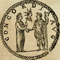 An illustration from Ritratto di Roma antica : nel qvale sono figvrati i principali tempij, theatri, anfiteatri, cerchi, naumachie, archi trionfali, curie, basiliche, colonne, ordine del trionfo, dignita militari, e ciuili, riti cerimonie, & altre cose notabili : aggiuntoui di nuouo le vite, & effigie de' primi rè di essa, e le grandezze dell'Imperio Romano, con l'esplicationi istoriche de' piu celebri antiquarij (1654)