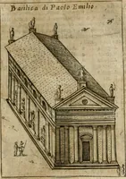 An illustration from Ritratto di Roma antica : nel qvale sono figvrati i principali tempij, theatri, anfiteatri, cerchi, naumachie, archi trionfali, curie, basiliche, colonne, ordine del trionfo, dignita militari, e ciuili, riti cerimonie, & altre cose notabili : aggiuntoui di nuouo le vite, & effigie de' primi rè di essa, e le grandezze dell'Imperio Romano, con l'esplicationi istoriche de' piu celebri antiquarij (1654)
