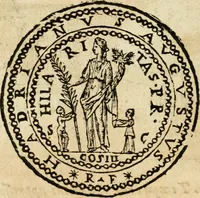 An illustration from Ritratto di Roma antica : nel qvale sono figvrati i principali tempij, theatri, anfiteatri, cerchi, naumachie, archi trionfali, curie, basiliche, colonne, ordine del trionfo, dignita militari, e ciuili, riti cerimonie, & altre cose notabili : aggiuntoui di nuouo le vite, & effigie de' primi rè di essa, e le grandezze dell'Imperio Romano, con l'esplicationi istoriche de' piu celebri antiquarij (1654)