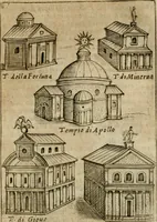 An illustration from Ritratto di Roma antica : nel qvale sono figvrati i principali tempij, theatri, anfiteatri, cerchi, naumachie, archi trionfali, curie, basiliche, colonne, ordine del trionfo, dignita militari, e ciuili, riti cerimonie, & altre cose notabili : aggiuntoui di nuouo le vite, & effigie de' primi rè di essa, e le grandezze dell'Imperio Romano, con l'esplicationi istoriche de' piu celebri antiquarij (1654)