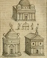 An illustration from Ritratto di Roma antica : nel qvale sono figvrati i principali tempij, theatri, anfiteatri, cerchi, naumachie, archi trionfali, curie, basiliche, colonne, ordine del trionfo, dignita militari, e ciuili, riti cerimonie, & altre cose notabili : aggiuntoui di nuouo le vite, & effigie de' primi rè di essa, e le grandezze dell'Imperio Romano, con l'esplicationi istoriche de' piu celebri antiquarij (1654)