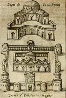 Picture 212 of 250 from Ritratto di Roma antica : nel qvale sono figvrati i principali tempij, theatri, anfiteatri, cerchi, naumachie, archi trionfali, curie, basiliche, colonne, ordine del trionfo, dignita militari, e ciuili, riti cerimonie, & altre cose notabili : aggiuntoui di nuouo le vite, & effigie de' primi rè di essa, e le grandezze dell'Imperio Romano, con l'esplicationi istoriche de' piu celebri antiquarij (1654), leaf 313