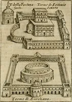 Picture 223 of 250 from Ritratto di Roma antica : nel qvale sono figvrati i principali tempij, theatri, anfiteatri, cerchi, naumachie, archi trionfali, curie, basiliche, colonne, ordine del trionfo, dignita militari, e ciuili, riti cerimonie, & altre cose notabili : aggiuntoui di nuouo le vite, & effigie de' primi rè di essa, e le grandezze dell'Imperio Romano, con l'esplicationi istoriche de' piu celebri antiquarij (1654), leaf 330