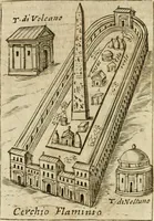 Picture 227 of 250 from Ritratto di Roma antica : nel qvale sono figvrati i principali tempij, theatri, anfiteatri, cerchi, naumachie, archi trionfali, curie, basiliche, colonne, ordine del trionfo, dignita militari, e ciuili, riti cerimonie, & altre cose notabili : aggiuntoui di nuouo le vite, & effigie de' primi rè di essa, e le grandezze dell'Imperio Romano, con l'esplicationi istoriche de' piu celebri antiquarij (1654), leaf 335