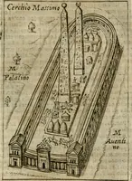 An illustration from Ritratto di Roma antica : nel qvale sono figvrati i principali tempij, theatri, anfiteatri, cerchi, naumachie, archi trionfali, curie, basiliche, colonne, ordine del trionfo, dignita militari, e ciuili, riti cerimonie, & altre cose notabili : aggiuntoui di nuouo le vite, & effigie de' primi rè di essa, e le grandezze dell'Imperio Romano, con l'esplicationi istoriche de' piu celebri antiquarij (1654)