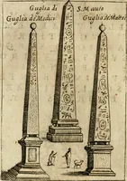 An illustration from Ritratto di Roma antica : nel qvale sono figvrati i principali tempij, theatri, anfiteatri, cerchi, naumachie, archi trionfali, curie, basiliche, colonne, ordine del trionfo, dignita militari, e ciuili, riti cerimonie, & altre cose notabili : aggiuntoui di nuouo le vite, & effigie de' primi rè di essa, e le grandezze dell'Imperio Romano, con l'esplicationi istoriche de' piu celebri antiquarij (1654)