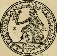 An illustration from Ritratto di Roma antica : nel qvale sono figvrati i principali tempij, theatri, anfiteatri, cerchi, naumachie, archi trionfali, curie, basiliche, colonne, ordine del trionfo, dignita militari, e ciuili, riti cerimonie, & altre cose notabili : aggiuntoui di nuouo le vite, & effigie de' primi rè di essa, e le grandezze dell'Imperio Romano, con l'esplicationi istoriche de' piu celebri antiquarij (1654)