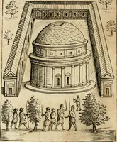 Picture 14 of 250 from Ritratto di Roma antica : nel qvale sono figvrati i principali tempij, theatri, anfiteatri, cerchi, naumachie, archi trionfali, curie, basiliche, colonne, ordine del trionfo, dignita militari, e ciuili, riti cerimonie, & altre cose notabili : aggiuntoui di nuouo le vite, & effigie de' primi rè di essa, e le grandezze dell'Imperio Romano, con l'esplicationi istoriche de' piu celebri antiquarij (1654), leaf 47