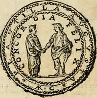 An illustration from Ritratto di Roma antica : nel qvale sono figvrati i principali tempij, theatri, anfiteatri, cerchi, naumachie, archi trionfali, curie, basiliche, colonne, ordine del trionfo, dignita militari, e ciuili, riti cerimonie, & altre cose notabili : aggiuntoui di nuouo le vite, & effigie de' primi rè di essa, e le grandezze dell'Imperio Romano, con l'esplicationi istoriche de' piu celebri antiquarij (1654)