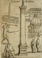 An illustration from Ritratto di Roma antica : nel qvale sono figvrati i principali tempij, theatri, anfiteatri, cerchi, naumachie, archi trionfali, curie, basiliche, colonne, ordine del trionfo, dignita militari, e ciuili, riti cerimonie, & altre cose notabili : aggiuntoui di nuouo le vite, & effigie de' primi rè di essa, e le grandezze dell'Imperio Romano, con l'esplicationi istoriche de' piu celebri antiquarij (1654)