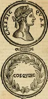 An illustration from Ritratto di Roma antica : nel qvale sono figvrati i principali tempij, theatri, anfiteatri, cerchi, naumachie, archi trionfali, curie, basiliche, colonne, ordine del trionfo, dignita militari, e ciuili, riti cerimonie, & altre cose notabili : aggiuntoui di nuouo le vite, & effigie de' primi rè di essa, e le grandezze dell'Imperio Romano, con l'esplicationi istoriche de' piu celebri antiquarij (1654)