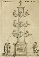 An illustration from Ritratto di Roma antica : nel qvale sono figvrati i principali tempij, theatri, anfiteatri, cerchi, naumachie, archi trionfali, curie, basiliche, colonne, ordine del trionfo, dignita militari, e ciuili, riti cerimonie, & altre cose notabili : aggiuntoui di nuouo le vite, & effigie de' primi rè di essa, e le grandezze dell'Imperio Romano, con l'esplicationi istoriche de' piu celebri antiquarij (1654)