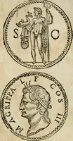 Picture 45 of 250 from Ritratto di Roma antica : nel qvale sono figvrati i principali tempij, theatri, anfiteatri, cerchi, naumachie, archi trionfali, curie, basiliche, colonne, ordine del trionfo, dignita militari, e ciuili, riti cerimonie, & altre cose notabili : aggiuntoui di nuouo le vite, & effigie de' primi rè di essa, e le grandezze dell'Imperio Romano, con l'esplicationi istoriche de' piu celebri antiquarij (1654), leaf 90