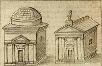 An illustration from Ritratto di Roma antica : nel qvale sono figvrati i principali tempij, theatri, anfiteatri, cerchi, naumachie, archi trionfali, curie, basiliche, colonne, ordine del trionfo, dignita militari, e ciuili, riti cerimonie, & altre cose notabili : aggiuntoui di nuouo le vite, & effigie de' primi rè di essa, e le grandezze dell'Imperio Romano, con l'esplicationi istoriche de' piu celebri antiquarij (1654)