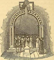 An illustration from Rituals of freemasonry: comprising the degrees of Entered apprentice, Fellow craft, and Master mason, in the lodge; (1870)