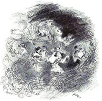 An illustration from La Fin des Livres Contes pour les Bibliophiles Uzanne Constant et Robida Albert (1894)