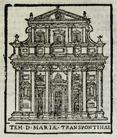 An illustration from Roma antica e moderna : nella quale si contengono chiese, monasterij, hospedali, compagnie, collegij, e seminarij, tempij, teatri, anfiteatri, naumachie, cerchi, fori, curie, palazzi, e statue, librerie, musei, pitture, scolture, & i nomi de gli artefici : indice de' sommi pontefici, imperatori, e duchi : con vna copiosissima tauola, & altre nuoue aggiunte (1653)