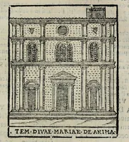 An illustration from Roma antica e moderna : nella quale si contengono chiese, monasterij, hospedali, compagnie, collegij, e seminarij, tempij, teatri, anfiteatri, naumachie, cerchi, fori, curie, palazzi, e statue, librerie, musei, pitture, scolture, & i nomi de gli artefici : indice de' sommi pontefici, imperatori, e duchi : con vna copiosissima tauola, & altre nuoue aggiunte (1653)