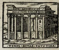 An illustration from Roma antica e moderna : nella quale si contengono chiese, monasterij, hospedali, compagnie, collegij, e seminarij, tempij, teatri, anfiteatri, naumachie, cerchi, fori, curie, palazzi, e statue, librerie, musei, pitture, scolture, & i nomi de gli artefici : indice de' sommi pontefici, imperatori, e duchi : con vna copiosissima tauola, & altre nuoue aggiunte (1653)