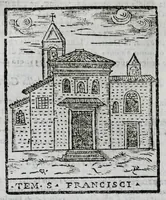 An illustration from Roma antica e moderna : nella quale si contengono chiese, monasterij, hospedali, compagnie, collegij, e seminarij, tempij, teatri, anfiteatri, naumachie, cerchi, fori, curie, palazzi, e statue, librerie, musei, pitture, scolture, & i nomi de gli artefici : indice de' sommi pontefici, imperatori, e duchi : con vna copiosissima tauola, & altre nuoue aggiunte (1653)