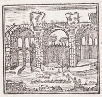 An illustration from Roma antica e moderna : nella quale si contengono chiese, monasterij, hospedali, compagnie, collegij e seminarij : tempij, teatri, anfiteatri, naumachie, cerchi, fori, curie, palazzi e statue : librarie, musei, pitture, scolture, & i nomi de gli artifici : indice de' sommi pontefici, imperatori, rè, e duchi : con vna copiosissima tauola, e aggiunta di tutte le cose notabili fatte sino al presente (1677)