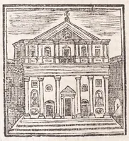 An illustration from Roma antica e moderna : nella quale si contengono chiese, monasterij, hospedali, compagnie, collegij e seminarij : tempij, teatri, anfiteatri, naumachie, cerchi, fori, curie, palazzi e statue : librarie, musei, pitture, scolture, & i nomi de gli artifici : indice de' sommi pontefici, imperatori, rè, e duchi : con vna copiosissima tauola, e aggiunta di tutte le cose notabili fatte sino al presente (1677)