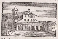 An illustration from Roma antica e moderna : nella quale si contengono chiese, monasterij, hospedali, compagnie, collegij e seminarij : tempij, teatri, anfiteatri, naumachie, cerchi, fori, curie, palazzi e statue : librarie, musei, pitture, scolture, & i nomi de gli artifici : indice de' sommi pontefici, imperatori, rè, e duchi : con vna copiosissima tauola, e aggiunta di tutte le cose notabili fatte sino al presente (1677)