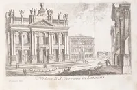 Picture 12 of 27 from Roma antica e moderna : nella quale si contengono chiese, monasterij, hospedali, compagnie, collegij e seminarij : tempij, teatri, anfiteatri, naumachie, cerchi, fori, curie, palazzi e statue : librarie, musei, pitture, scolture, & i nomi de gli artifici : indice de' sommi pontefici, imperatori, rè, e duchi : con vna copiosissima tauola, e aggiunta di tutte le cose notabili fatte sino al presente (1677), leaf 97