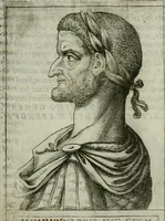 An illustration from Romanorvm imperatorvm effigies : elogijs ex diuersis scriptoribus per Thomam Treteru S. Mariae Transtyberim canonicum collectis (1583)