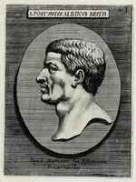 Picture 6 of 30 from Romanum museum, sive, Thesaurus eruditae antiquitatis : in quo gemmae, idola, insignia sacerdotalia, instrumenta sacrificijs inservientia, lucernae, vasa, bullae, armillae, fibulae, claves, annuli, tesserae, styli, strigiles, gutti, phialae lacrymatoriae, vota, signa militaria, &c. centum & septuaginta tabulis aeneis incisa referuntur ac dilucidantur (1690), leaf 103