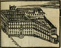 An illustration from Roma ricercata nel suo sito : con tutte le curiosità, che in essa si ritrouano, tanto antiche, come moderne, cioè chiese, monasterij, hospidali, collegij, seminarij, tempij, teatri, anfiteatri, naumachie, cerchi, fori, curie, palazzi, e statue, librarie, musei, pitture, sculture, & i nomi degli artefici (1687)