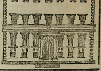An illustration from Roma ricercata nel suo sito : con tutte le curiosità, che in essa si ritrouano, tanto antiche, come moderne, cioè chiese, monasterij, hospidali, collegij, seminarij, tempij, teatri, anfiteatri, naumachie, cerchi, fori, curie, palazzi, e statue, librarie, musei, pitture, sculture, & i nomi degli artefici (1687)
