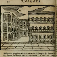 An illustration from Roma ricercata nel suo sito : con tutte le curiosità, che in essa si ritrouano, tanto antiche, come moderne, cioè chiese, monasterij, hospidali, collegij, seminarij, tempij, teatri, anfiteatri, naumachie, cerchi, fori, curie, palazzi, e statue, librarie, musei, pitture, sculture, & i nomi degli artefici (1687)