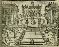 An illustration from Roma ricercata nel suo sito : con tutte le curiosità, che in essa si ritrouano, tanto antiche, come moderne, cioè chiese, monasterij, hospidali, collegij, seminarij, tempij, teatri, anfiteatri, naumachie, cerchi, fori, curie, palazzi, e statue, librarie, musei, pitture, sculture, & i nomi degli artefici (1687)