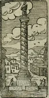 An illustration from Roma ricercata nel suo sito : con tutte le curiosità, che in essa si ritrouano, tanto antiche, come moderne, cioè chiese, monasterij, hospidali, collegij, seminarij, tempij, teatri, anfiteatri, naumachie, cerchi, fori, curie, palazzi, e statue, librarie, musei, pitture, sculture, & i nomi degli artefici (1687)