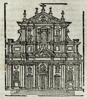 An illustration from Roma sacra, antica, e moderna : figurata e diuisa in tre parti, nella prima delle quali si contengono tutte le chiese, reliquie, stationi, indulgenze, ospedali, monasteri, compagnie, collegij seminari, pitture, e scolture, con la vita de' fondatori, e nomi degl' artefici : nella seconda si contiene la genealogia di Romolo, la serie de i rè, consoli e imperatori, teatri, anfiteatri, naumachie, cerchij, fori, curie, palazzi, & altre antichità : nella terza si contiene la descrittione dello stato presente secondo l'ordine di quattordici rioni, con le loro strade, piazze, fontane ... medaglie di tutti i pontefici delineate dal famoso Tempesta, e nomi dell' imperatori, rè, e duchi : cauate da Tito Liuio ... & altri graui autori : con tauola copiosa, & aggionta di tutte le cose notabili (1687)