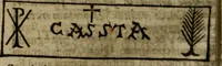 Picture 46 of 94 from Roma subterranea novissima : in qua antiqua christianorum et praecipue martyrum, coemeteria, tituli, monimenta, epitaphia, inscriptiones, ac nobiliora sanctorum sepulchra, tribus libris distincta, fideli enarratione pariter ac graphicis iconibus, ceu gemina face illustrantur : plurimaeque inde res ecclesiasticae declarantur (1671), leaf 399