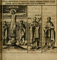 Picture 85 of 94 from Roma subterranea novissima : in qua antiqua christianorum et praecipue martyrum, coemeteria, tituli, monimenta, epitaphia, inscriptiones, ac nobiliora sanctorum sepulchra, tribus libris distincta, fideli enarratione pariter ac graphicis iconibus, ceu gemina face illustrantur : plurimaeque inde res ecclesiasticae declarantur (1671), leaf 634
