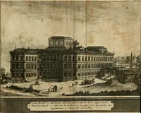 An illustration from Rome moderne : premiére ville de l'Europe : avec toutes ses magnificences et ses delices : nouvellement & très-exactement décrite ... : ce qui est suivi d'une description très-exacte du gouvernement & de l'Etat de Rome, aussi bien que des fonctions publiques du Pape & de tous ceux qui ont des emplois auprès de lui ... : le tout divisé en six tomes (1713)