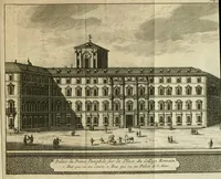 An illustration from Rome moderne : premiére ville de l'Europe : avec toutes ses magnificences et ses delices : nouvellement & très-exactement décrite ... : ce qui est suivi d'une description très-exacte du gouvernement & de l'Etat de Rome, aussi bien que des fonctions publiques du Pape & de tous ceux qui ont des emplois auprès de lui ... : le tout divisé en six tomes (1713)