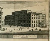 An illustration from Rome moderne : premiére ville de l'Europe : avec toutes ses magnificences et ses delices : nouvellement & très-exactement décrite ... : ce qui est suivi d'une description très-exacte du gouvernement & de l'Etat de Rome, aussi bien que des fonctions publiques du Pape & de tous ceux qui ont des emplois auprès de lui ... : le tout divisé en six tomes (1713)