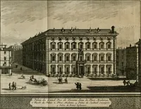 An illustration from Rome moderne : premiére ville de l'Europe : avec toutes ses magnificences et ses delices : nouvellement & très-exactement décrite ... : ce qui est suivi d'une description très-exacte du gouvernement & de l'Etat de Rome, aussi bien que des fonctions publiques du Pape & de tous ceux qui ont des emplois auprès de lui ... : le tout divisé en six tomes (1713)