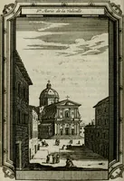 An illustration from Rome moderne : premiére ville de l'Europe : avec toutes ses magnificences et ses delices : nouvellement & très-exactement décrite ... : ce qui est suivi d'une description très-exacte du gouvernement & de l'Etat de Rome, aussi bien que des fonctions publiques du Pape & de tous ceux qui ont des emplois auprès de lui ... : le tout divisé en six tomes (1713)