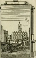 An illustration from Rome moderne : premiére ville de l'Europe : avec toutes ses magnificences et ses delices : nouvellement & très-exactement décrite ... : ce qui est suivi d'une description très-exacte du gouvernement & de l'Etat de Rome, aussi bien que des fonctions publiques du Pape & de tous ceux qui ont des emplois auprès de lui ... : le tout divisé en six tomes (1713)