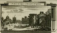 An illustration from Rome moderne : premiére ville de l'Europe : avec toutes ses magnificences et ses delices : nouvellement & très-exactement décrite ... : ce qui est suivi d'une description très-exacte du gouvernement & de l'Etat de Rome, aussi bien que des fonctions publiques du Pape & de tous ceux qui ont des emplois auprès de lui ... : le tout divisé en six tomes (1713)