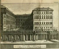 An illustration from Rome moderne : premiére ville de l'Europe : avec toutes ses magnificences et ses delices : nouvellement & très-exactement décrite ... : ce qui est suivi d'une description très-exacte du gouvernement & de l'Etat de Rome, aussi bien que des fonctions publiques du Pape & de tous ceux qui ont des emplois auprès de lui ... : le tout divisé en six tomes (1713)