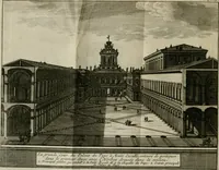 An illustration from Rome moderne : premiére ville de l'Europe : avec toutes ses magnificences et ses delices : nouvellement & très-exactement décrite ... : ce qui est suivi d'une description très-exacte du gouvernement & de l'Etat de Rome, aussi bien que des fonctions publiques du Pape & de tous ceux qui ont des emplois auprès de lui ... : le tout divisé en six tomes (1713)