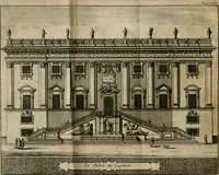An illustration from Rome moderne : premiére ville de l'Europe : avec toutes ses magnificences et ses delices : nouvellement & très-exactement décrite ... : ce qui est suivi d'une description très-exacte du gouvernement & de l'Etat de Rome, aussi bien que des fonctions publiques du Pape & de tous ceux qui ont des emplois auprès de lui ... : le tout divisé en six tomes (1713)